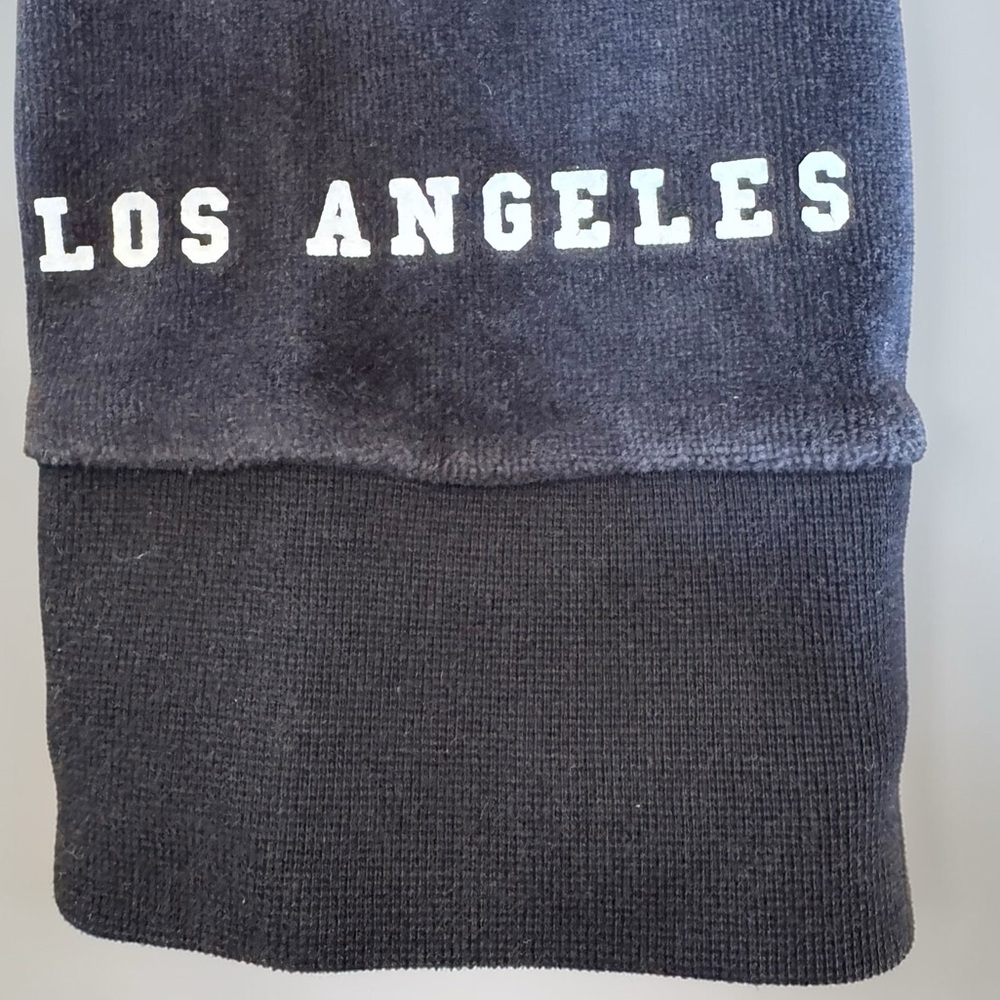 Juicy Couture x Urban Outfitters Black Velour Cropped Hoodie Gothic Print Zip Up - Picture 8 of 14